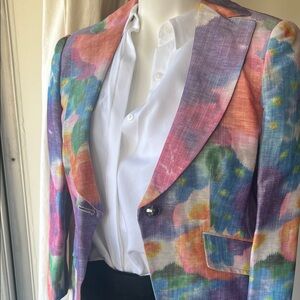 Georgio Armani Collection Floral Linen Pastel Blazer s 6 made in Italy EUC